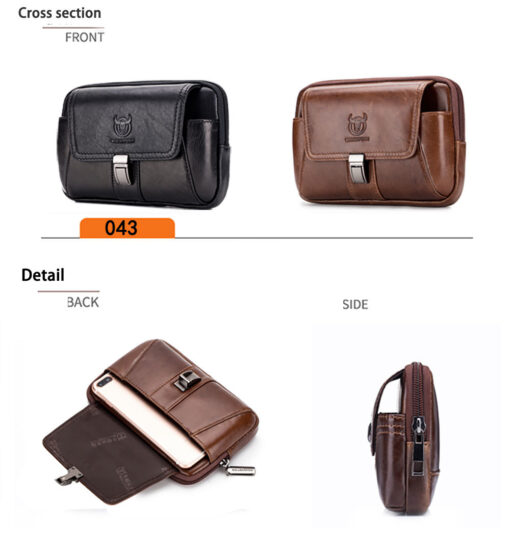 Bull Captain Casual Men Waist Pack Mobile Phone Case Belt Waist Bag - Image 11