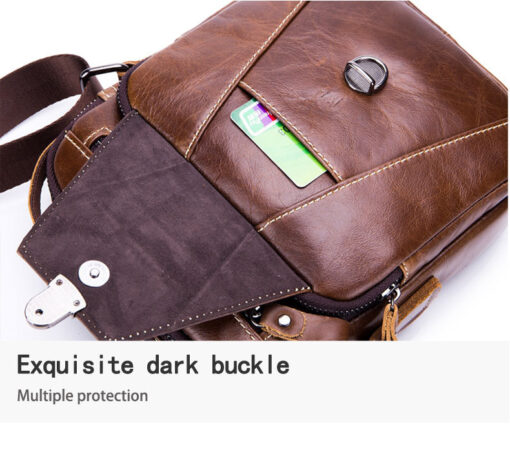 Bullcaptain Men Genuine Leather Cowhide Business Men Messenger Shoulder Bags - Image 6