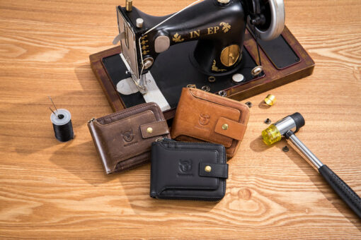 Bull Captain Leather Mens RFID Blocking Wallet Zipper Bifold Wallets - Image 4