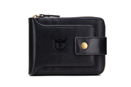 Bull Captain Leather Mens RFID Blocking Wallet Zipper Bifold Wallets - Image 12