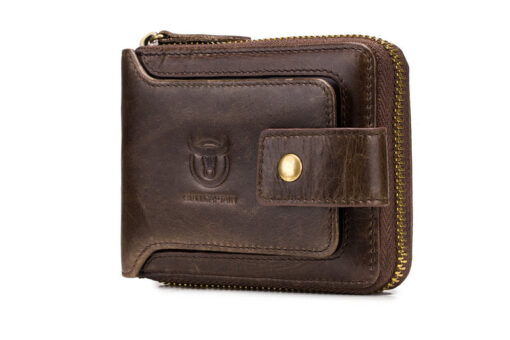 Bull Captain Leather Mens RFID Blocking Wallet Zipper Bifold Wallets - Image 15