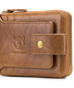 Bull Captain Leather Mens RFID Blocking Wallet Zipper Bifold Wallets