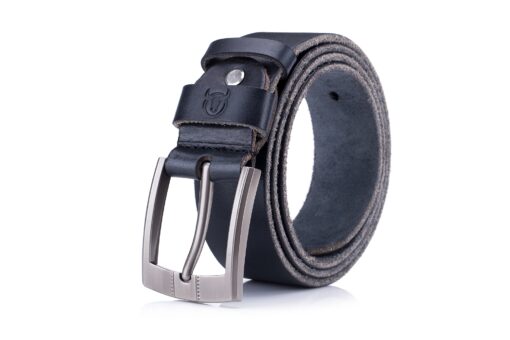 Bull captain Genuine Leather Black Bright Surface And NUBUK Belt for Men Classic Retro - Image 2