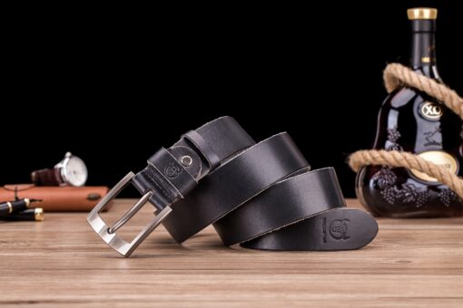 Bull captain Genuine Leather Bright Surface Black Belt for Men Classic Retro - Image 5