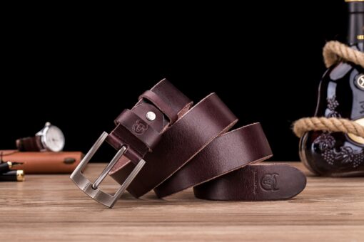 Bull captain Genuine Leather Brown Bright Surface And NUBUK Belt for Men Classic Retro - Image 3