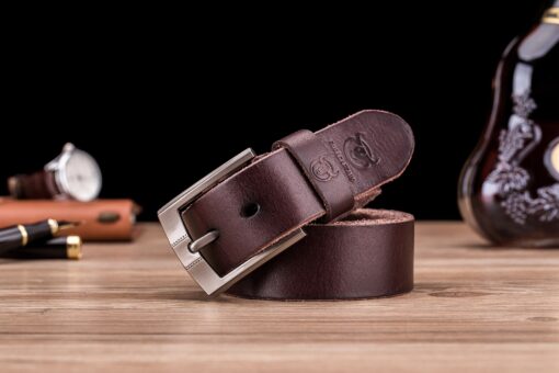 Bull captain Genuine Leather Brown Bright Surface And NUBUK Belt for Men Classic Retro - Image 4