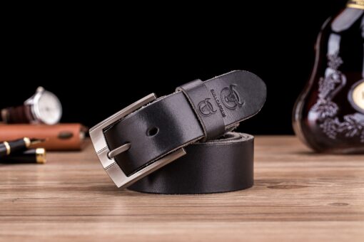 Bull captain Genuine Leather Black Bright Surface And NUBUK Belt for Men Classic Retro - Image 5