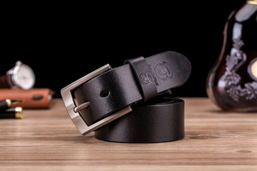 Bull captain Genuine Leather Bright Surface Black Belt for Men Classic Retro - Image 7