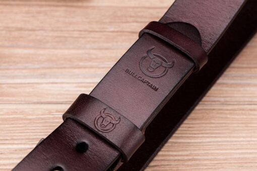Bull captain Genuine Leather Bright Surface Brown Belt for Men Classic Retro - Image 7
