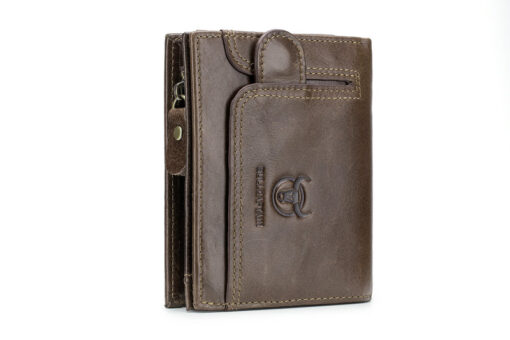 Bullcaptain Cowhide Zipper Wallet Coin Bag Vintage Short Wallet for Men