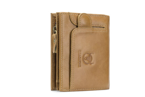 Bullcaptain Cowhide Zipper Wallet Coin Bag Vintage Short Wallet for Men - Image 6