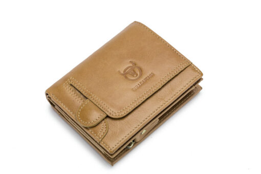 Bullcaptain Cowhide Zipper Wallet Coin Bag Vintage Short Wallet for Men - Image 5