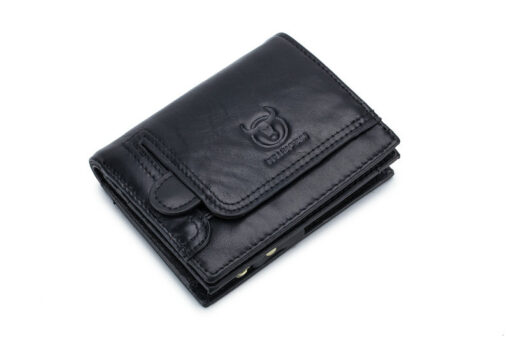 Bullcaptain Cowhide Zipper Wallet Coin Bag Vintage Short Wallet for Men - Image 10