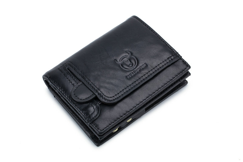 Bullcaptain Cowhide Zipper Wallet Coin Bag Vintage Short Wallet for Men ...