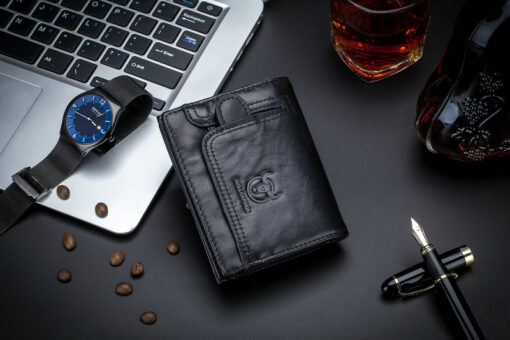Bullcaptain Cowhide Zipper Wallet Coin Bag Vintage Short Wallet for Men - Image 9
