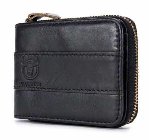 Bull Captain RFID Leather Men Wallet Zipper Blocking Coin Purse Bifold 11 Card Slots Coin - Image 13