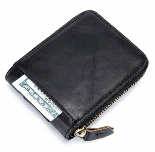 Bull Captain RFID Leather Men Wallet Zipper Blocking Coin Purse Bifold 11 Card Slots Coin - Image 8