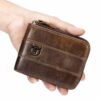 Bull Captain RFID Leather Men Wallet Zipper Blocking Coin Purse Bifold 11 Card Slots Coin - Image 9
