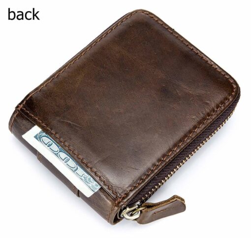 Bull Captain RFID Leather Men Wallet Zipper Blocking Coin Purse Bifold 11 Card Slots Coin - Image 6