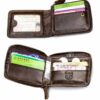 Bull Captain RFID Leather Men Wallet Zipper Blocking Coin Purse Bifold 11 Card Slots Coin - Image 2