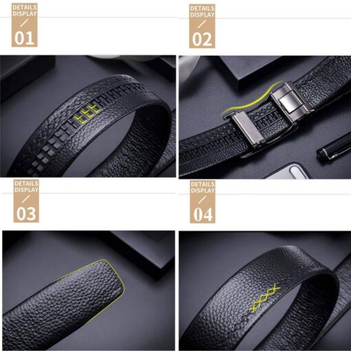 BULLCAPTAIN Bright Surface Belt for Men Genuine Leather Belt with Automatic Buckle - Image 12