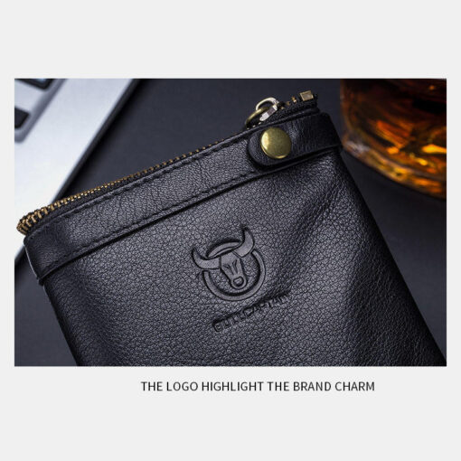 Bullcaptain Men Genuine Leather RFID Blocking 8 Card Holder Zipper Wallet 1 - Image 9