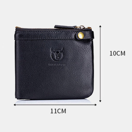 Bullcaptain Men Genuine Leather RFID Blocking 8 Card Holder Zipper Wallet 1 - Image 8