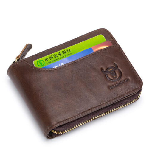 Bullcaptain Zip Around Wallet RFID Blocking Secure Leather Card Holder Wallet for Men - Image 2